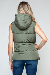 Snap and Zip Closure Hooded Vest Snobbish
